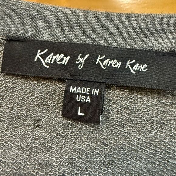 Beautiful studded Karen by Karen Kane soft gray blouse size L - Picture 3 of 7